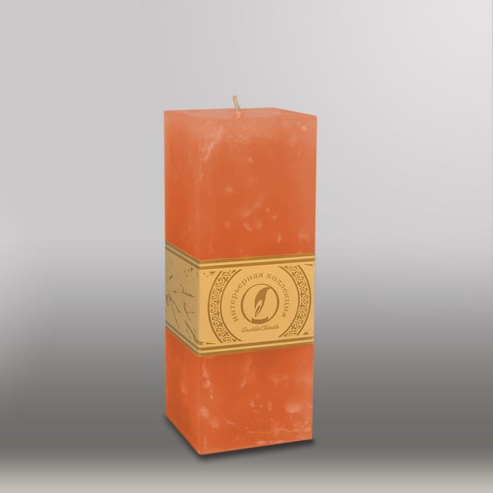 Свеча квадратная призма "Мрамор", 75х75х205мм,  облепиховый