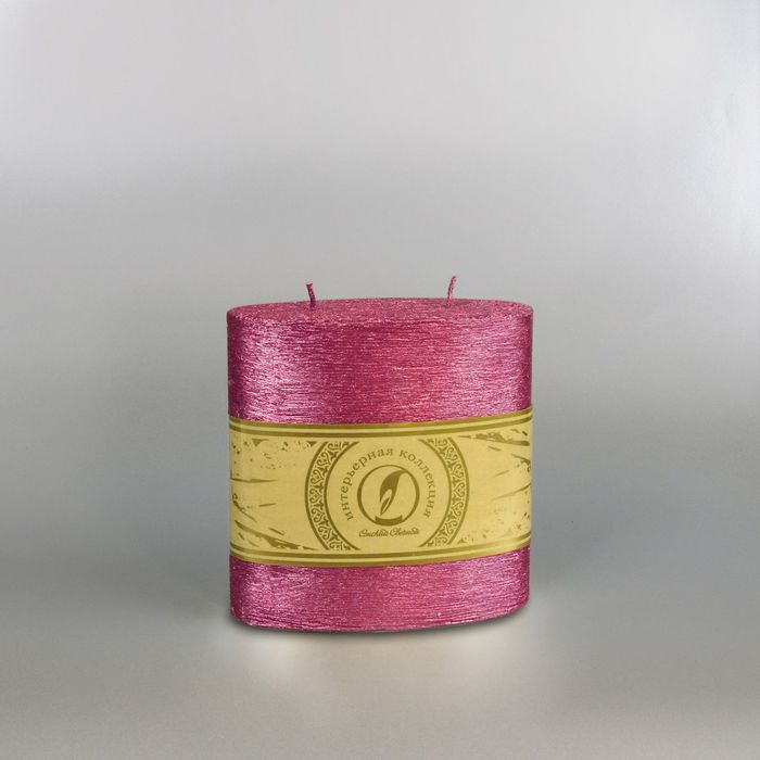 Свеча овальная призма "Металлик", 125х62х125мм,  2 фитиля рубин