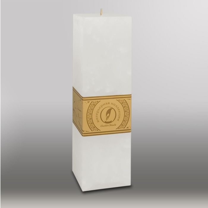 Свеча квадратная призма "Мрамор", 75х75х250мм,  белый