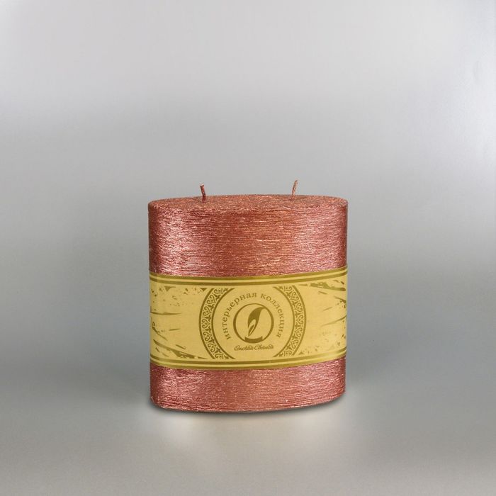 Свеча овальная призма "Металлик", 125х62х125мм,  2 фитиля бронза