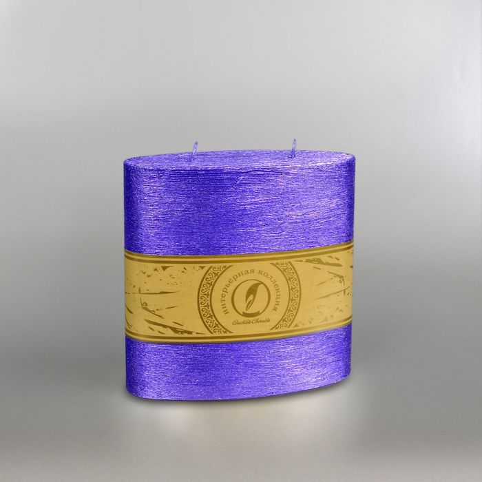Свеча овальная призма "Металлик", 150х75х150мм,  2 фитиля темно-фиолетовый