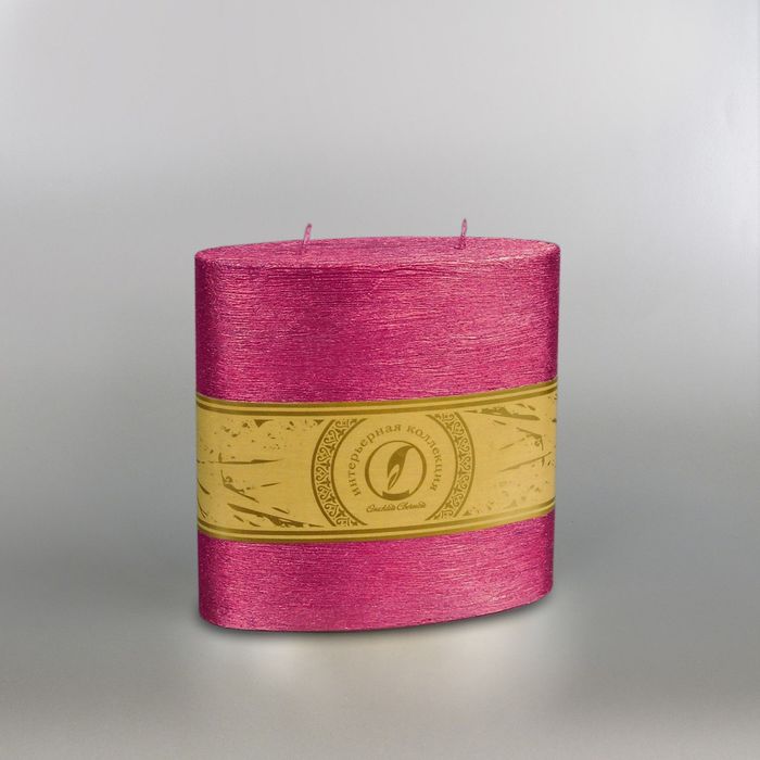 Свеча овальная призма "Металлик", 150х75х150мм,  2 фитиля рубин