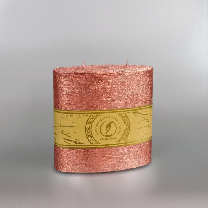 Свеча овальная призма "Металлик", 150х75х150мм,  2 фитиля бронза