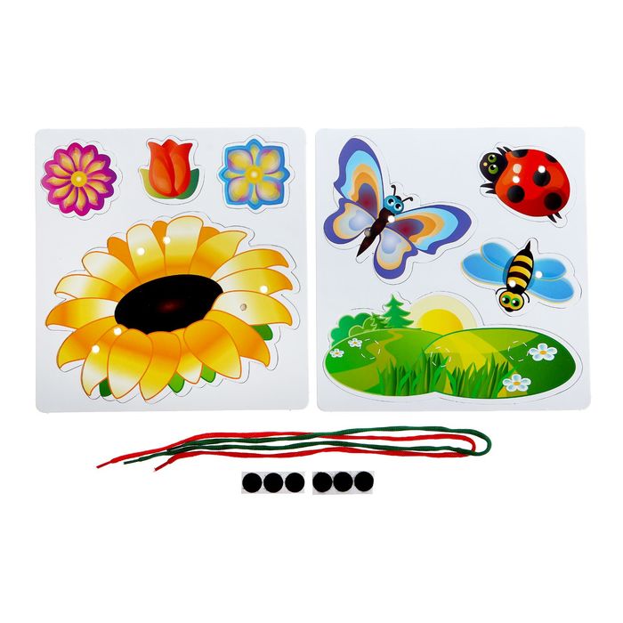 Игры со шнуровками и липучками "Веселая полянка"