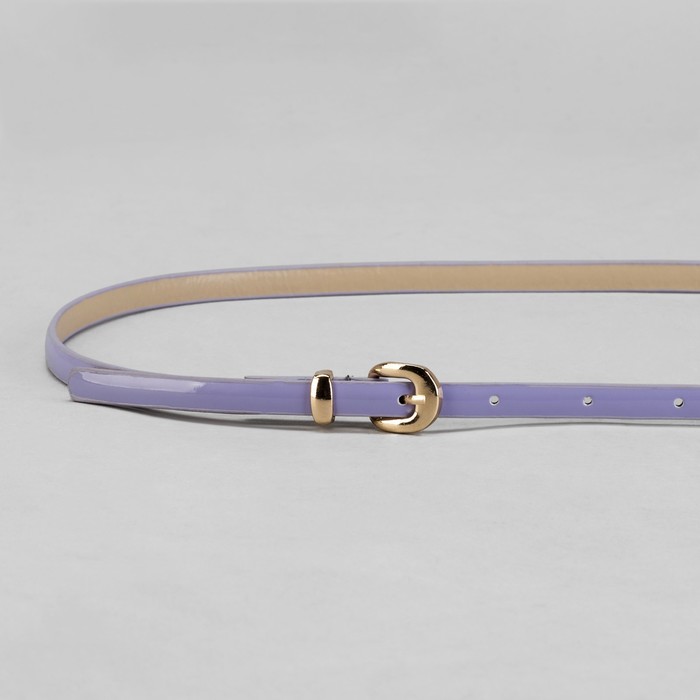 Ремень женский гладкий, пряжка, хомут под золото, ширина - 0,8см, цвет сиреневый