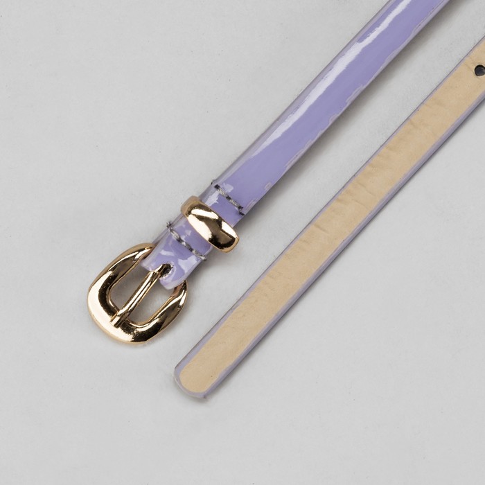 Ремень женский гладкий, пряжка, хомут под золото, ширина - 0,8см, цвет сиреневый