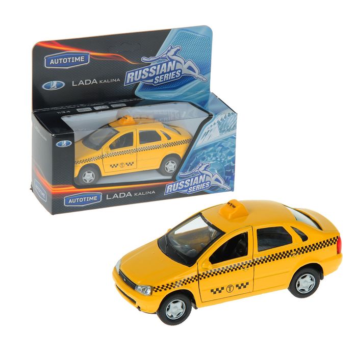 Машина металлическая Lada Kalina - такси, масштаб 1:34