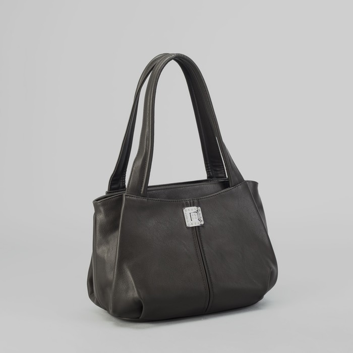 Сумка женская на молнии, 1 отдел с перегородкой, 3 наружных кармана, серая