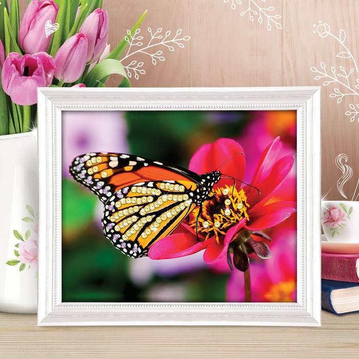 Роспись по номерам без подрамника "Бабочка", с пайетками, 40 х 30 см
