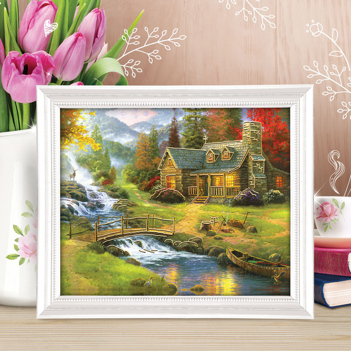 Роспись по номерам без подрамника "Домик", с контур-карандашом, 40 х 30 см