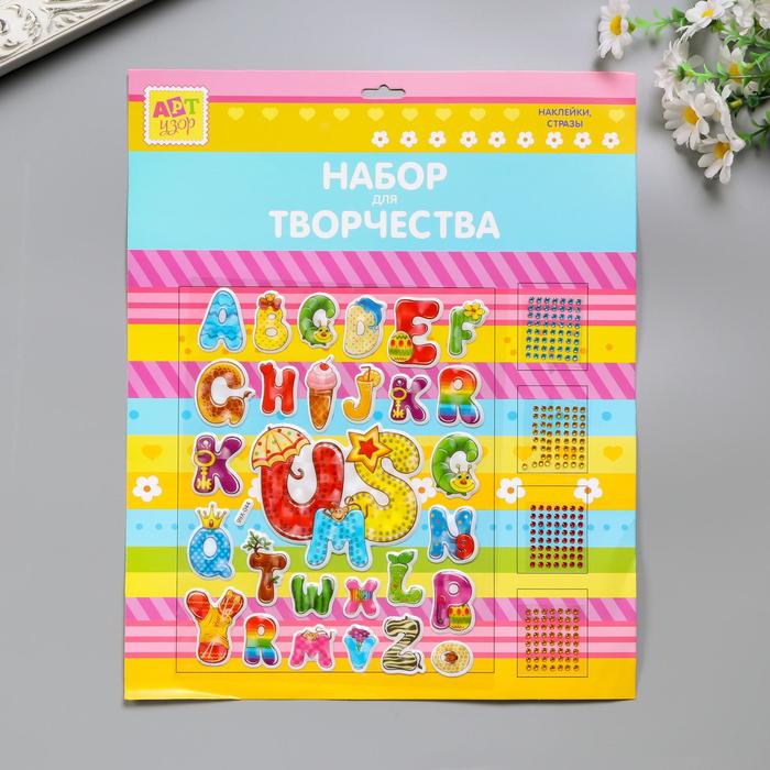 Набор для творчества с наклейками "Буквы и смайлы", МИКС