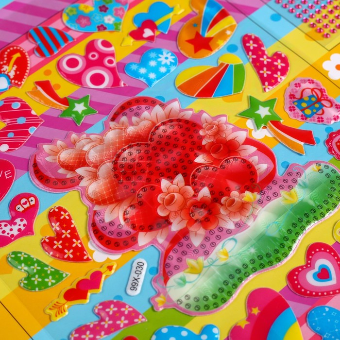 Набор для творчества с наклейками "Бабочки и сердечки", МИКС