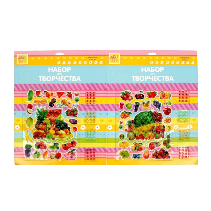 Набор для творчества с наклейками "Фрукты, еда", МИКС