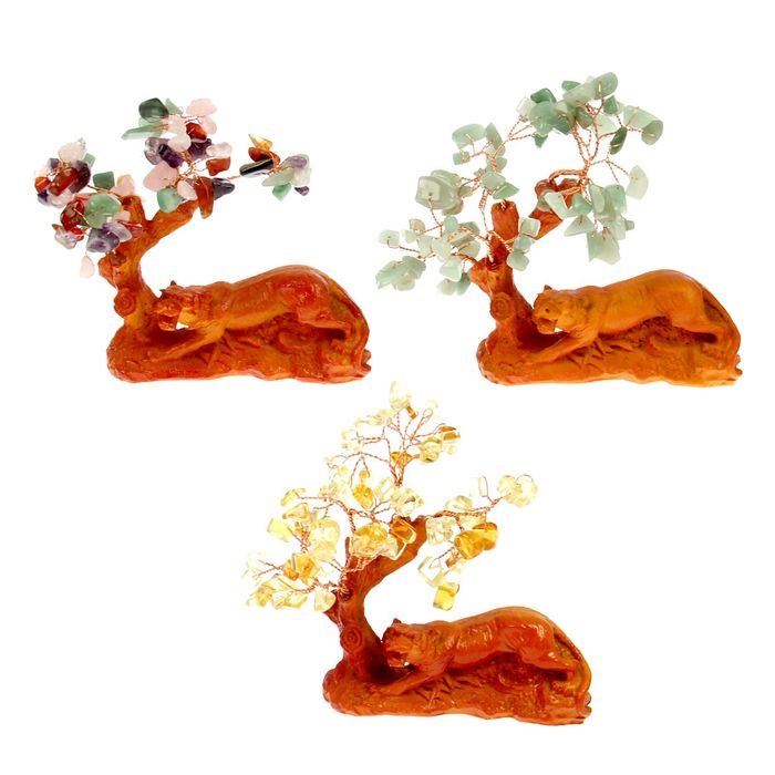 Бонсай "Тигр", самоцветы, 66 камней, МИКС