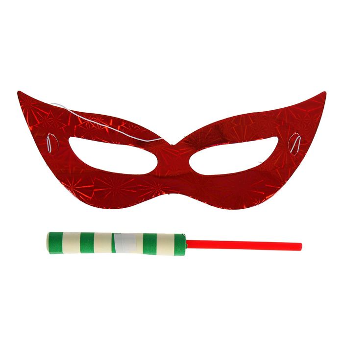 Карнавальный набор 2 предмета: маска, серпантин, Цвета МИКС