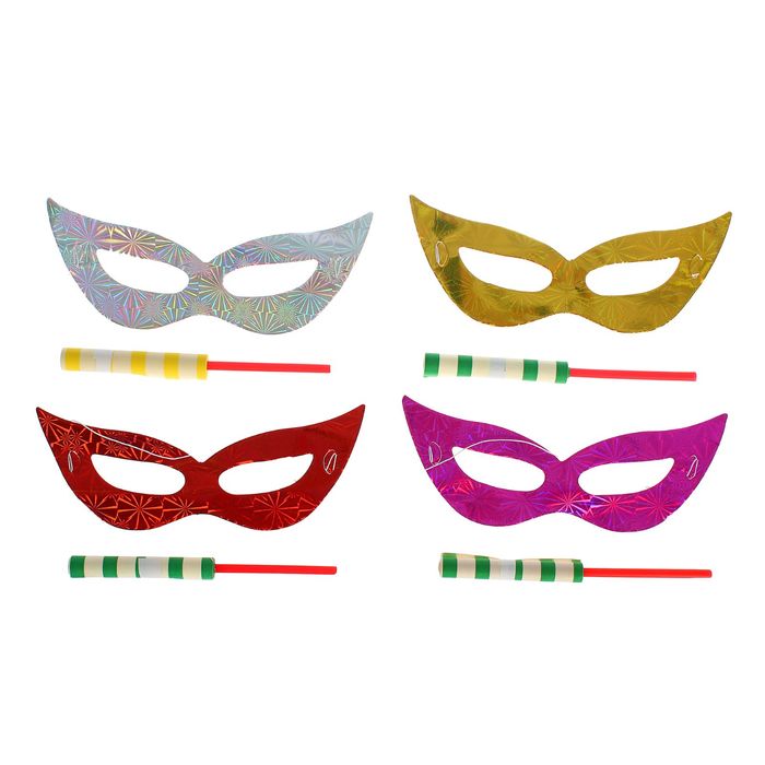 Карнавальный набор 2 предмета: маска, серпантин, Цвета МИКС