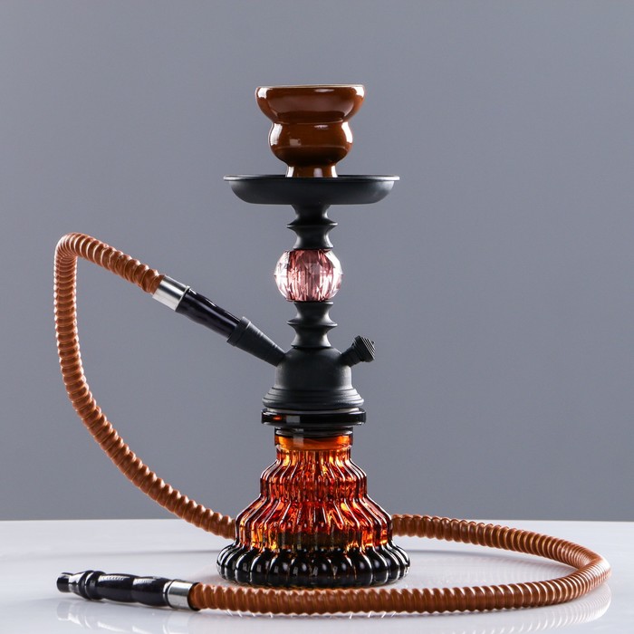Кальян 26 см с одной трубкой, матовый, кофейный 11х11х26 см