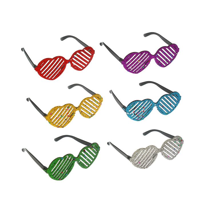 Карнавальные очки "Сердечки" блеск, цвета МИКС