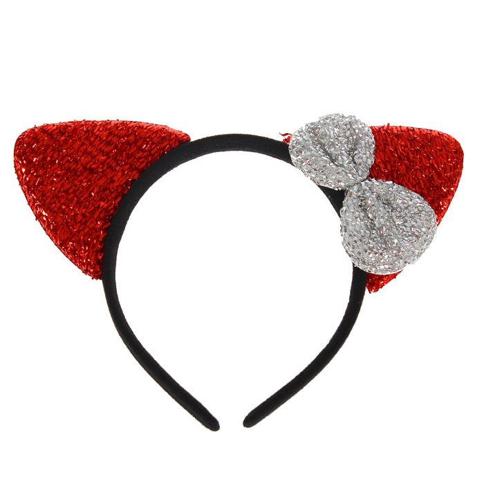 Карнавальный ободок "Ушки", с бантиком, цвета МИКС