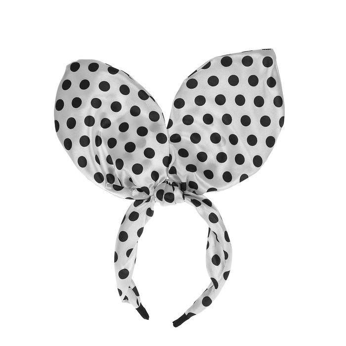 Карнавальный ободок "Ушки" в горох, цвет белый