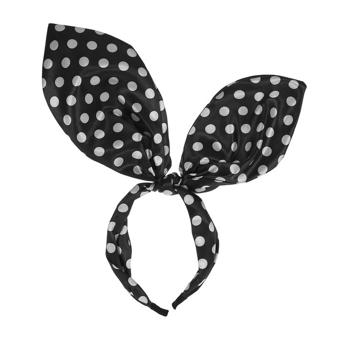 Карнавальный ободок "Ушки" в горох, цвет черный