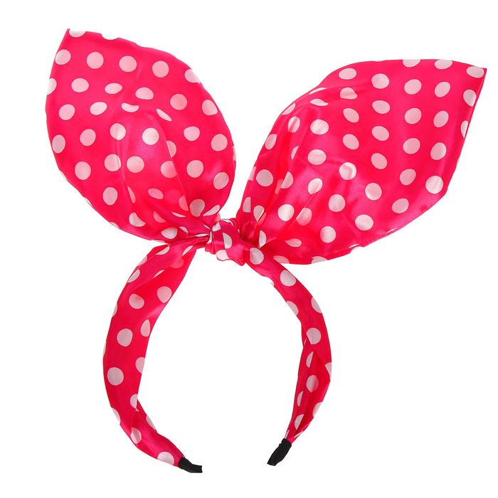 Карнавальный ободок "Ушки" в горох, цвет розовый