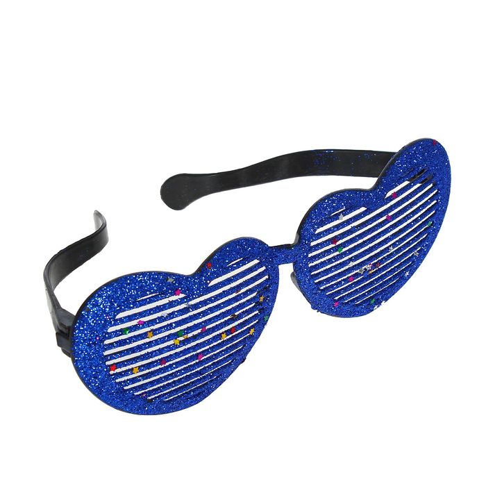 Очки-гиганты "Сердечки", блеск, цвет синий