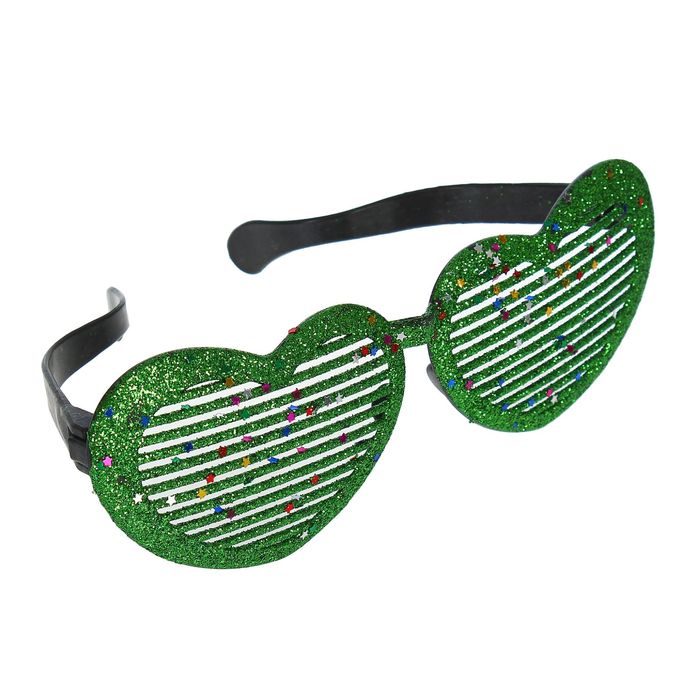 Очки-гиганты "Сердечки", блеск, цвет зелёный