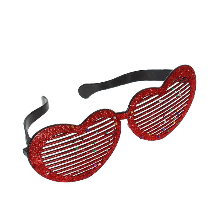 Очки-гиганты "Сердечки", блеск, цвет красный