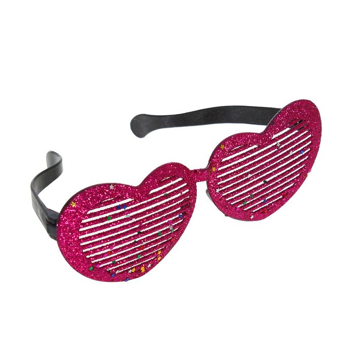Очки-гиганты "Сердечки", блеск, цвет фуксии