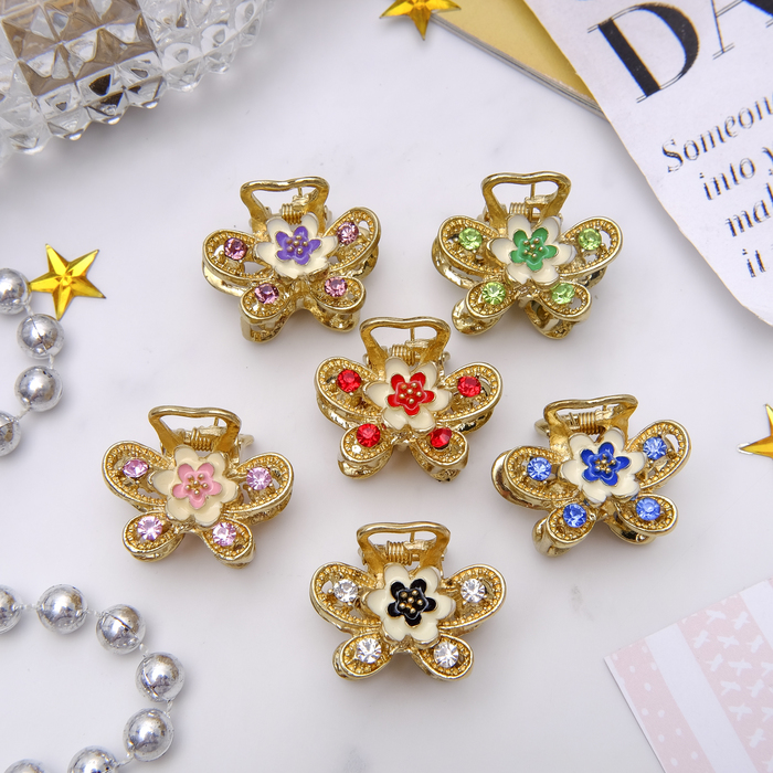 Краб для волос "Эмаль" бабочка, микс