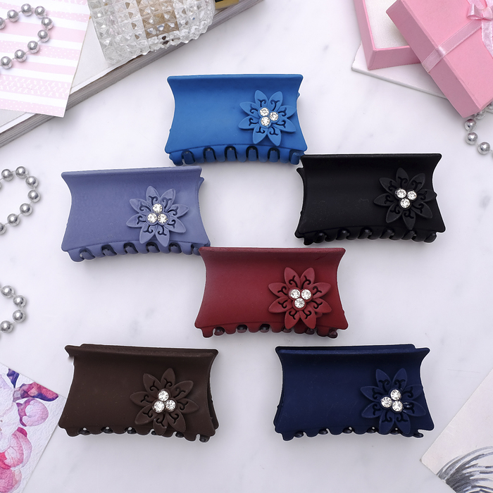 Краб для волос "Матовый цветок" прямоугольник, микс