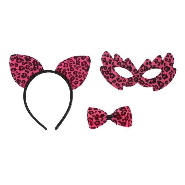 Карнавальный набор "Леопард" 3 предмета: ободок, маска, бабочка