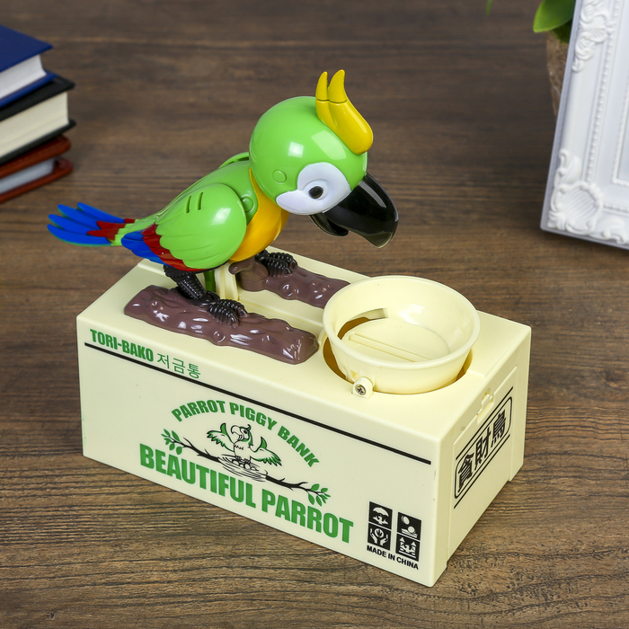 Копилка "Попугай кушает монетки", МИКС