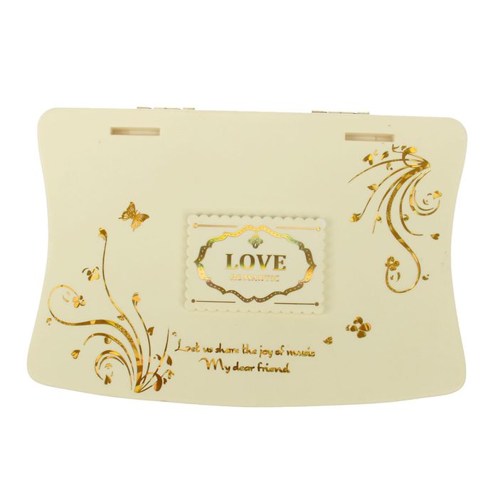 Музыкальная механическая шкатулка "Трельяж с золотым узором"