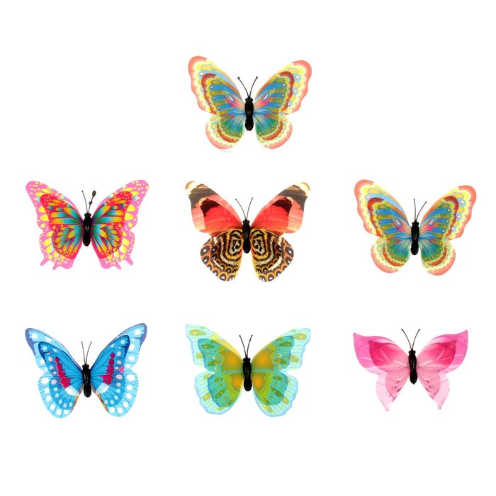 Магнит "Бабочка разноцветная", набор 6 шт., МИКС