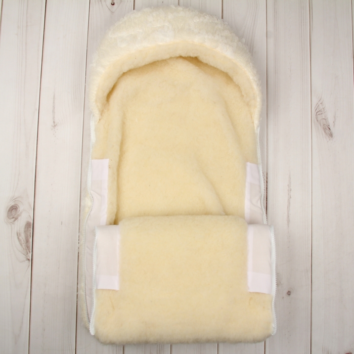 Конверт меховой с аппликацией, рост 62 см, цвет молочный К194