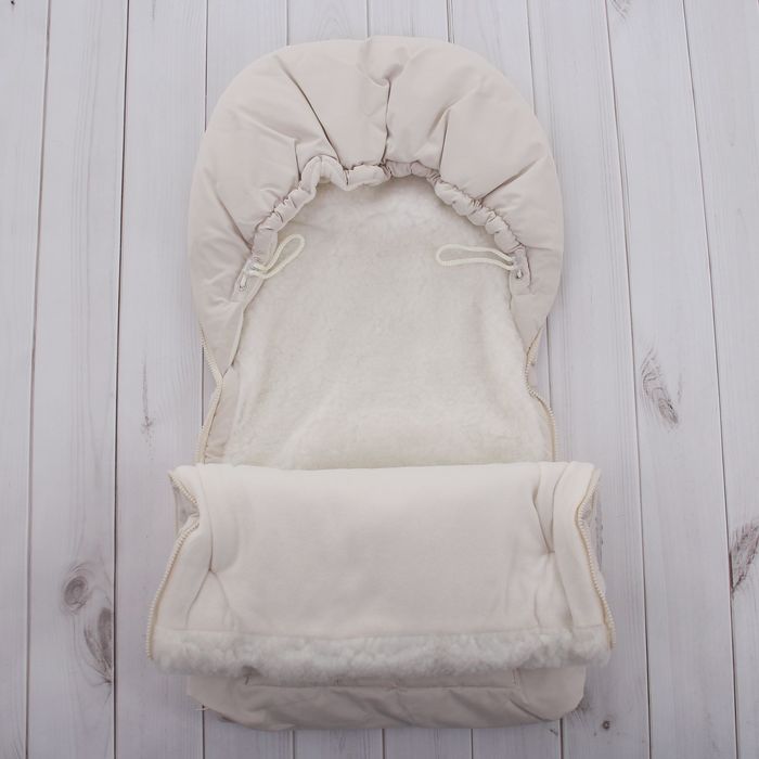 Конверт меховой с капюшоном "Овечка", рост 68-74 см, цвет бежевый К140