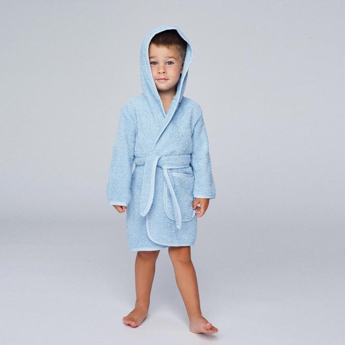 Халат махровый для мальчика, рост 110-116 см, цвет голубой