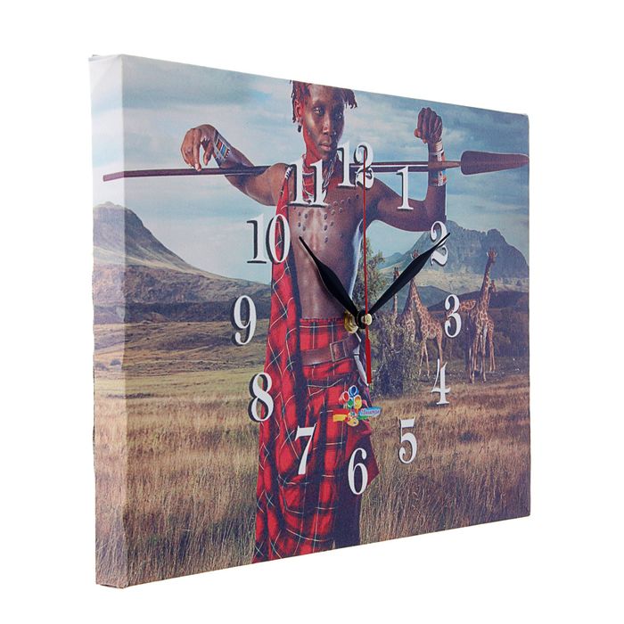 Часы на холсте прямоугольные "Абориген", 25х35 см