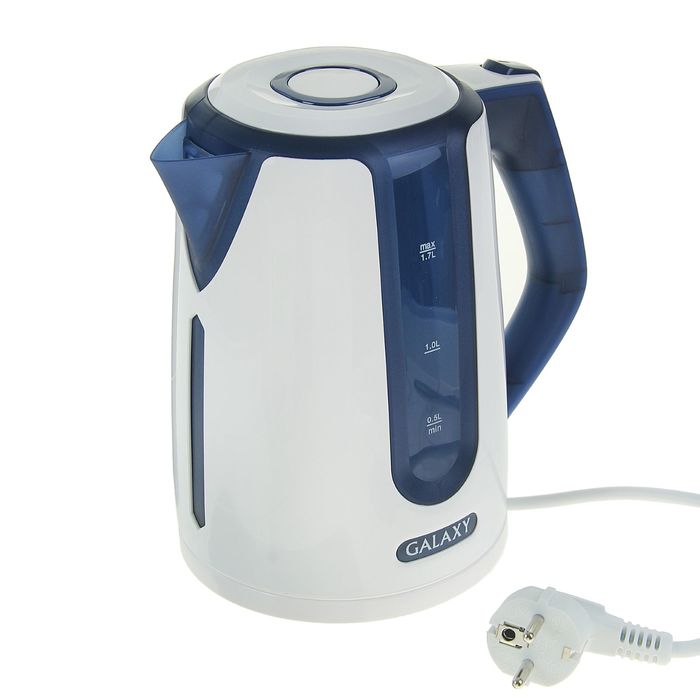 Чайник электрический Galaxy GL 0207, 2200 Вт, 1.7 л, автоотключение при закипании, синий