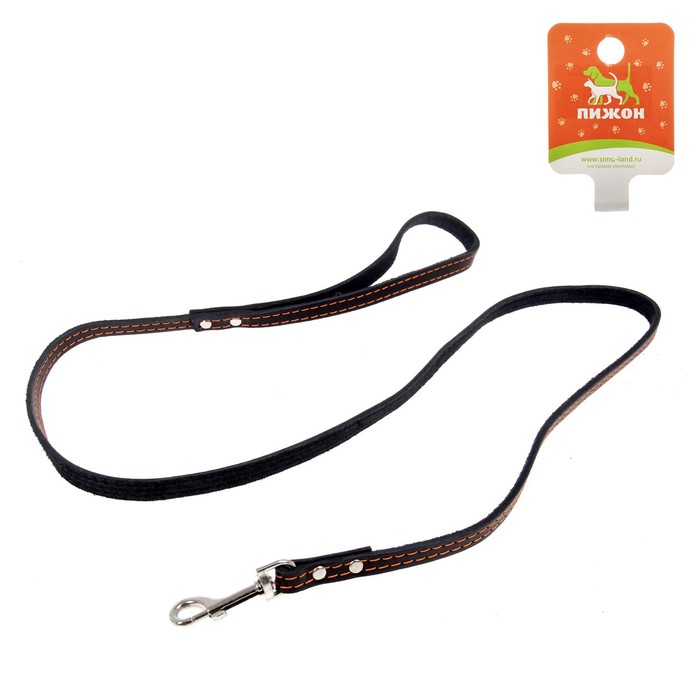 Поводок кожаный однослойный, простроченный, 1.41 м х 1.2 см, МИКС ЦВЕТОВ