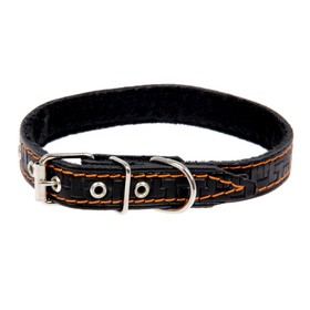 

Ошейник кожаный с тиснением на синтепоне, 46 х 2 см, ОШ 25-35 см, микс цветов