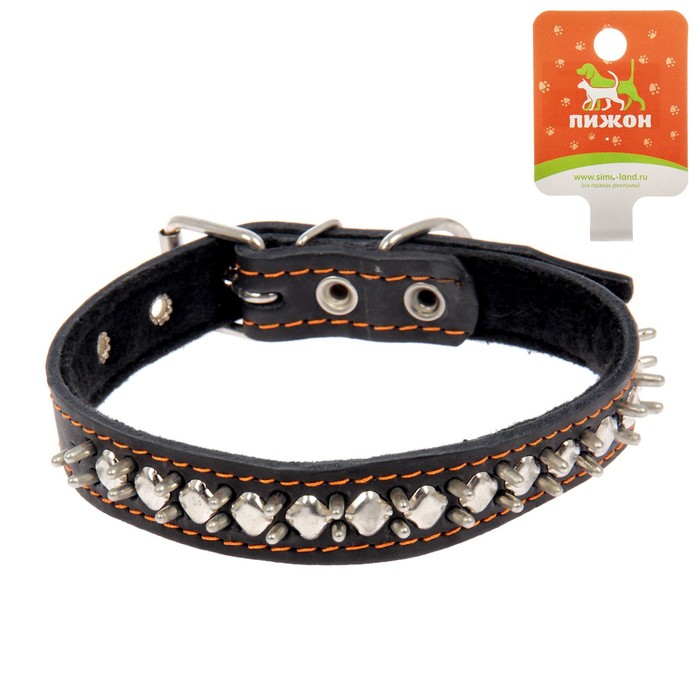 Ошейник кожаный на синтепоне "Ёж", 56 х 2,5 см  МИКС ЦВЕТОВ