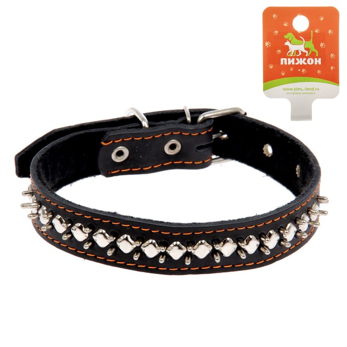 Ошейник кожаный на синтепоне "Ёж", 65 х 3 см  МИКС ЦВЕТОВ