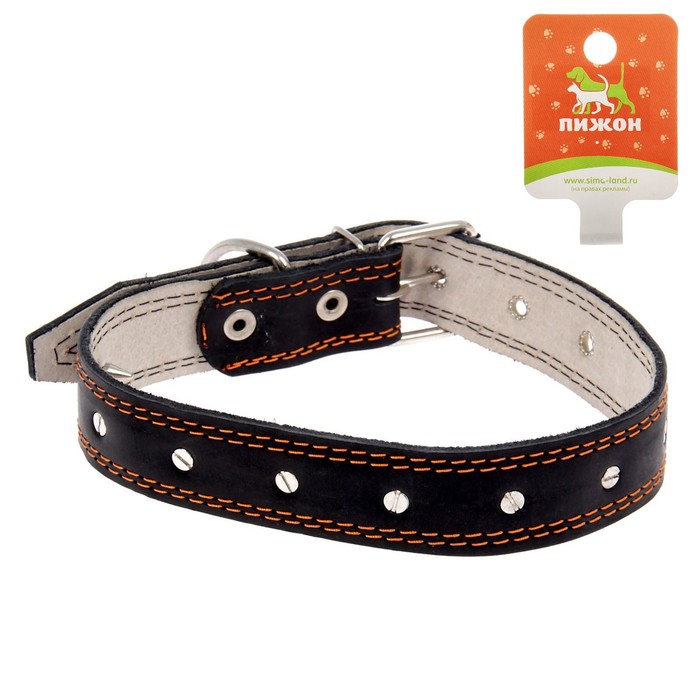 Ошейник кожаный "Строгий шип", 70 х 3,6 см МИКС ЦВЕТОВ
