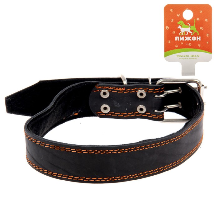 Ошейник кожаный на синтепоне, 82 х 4,5 см МИКС ЦВЕТОВ