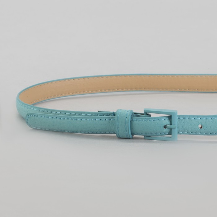 Ремень женский гладкий, пряжка в цвет ремня, ширина - 1,4см, голубой