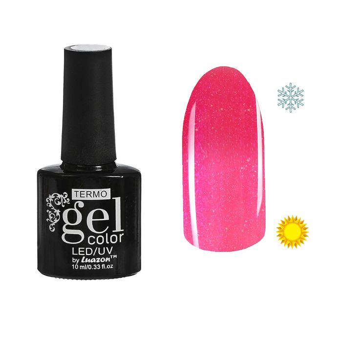 Гель-лак для ногтей "Термо", А2-061, с блёстками, 10мл, LED/UV, цвет малиновый