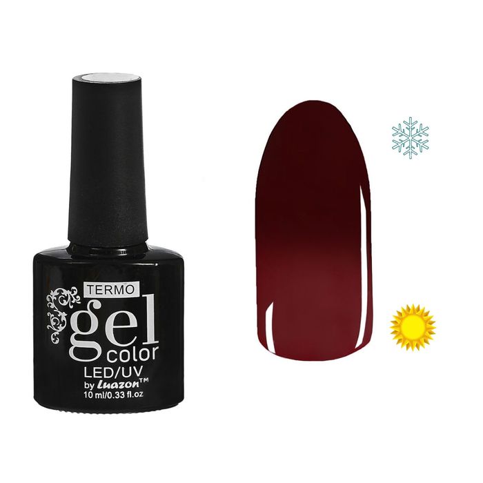 Гель-лак для ногтей "Термо", 10мл, LED/UV, цвет 032А1 красное вино